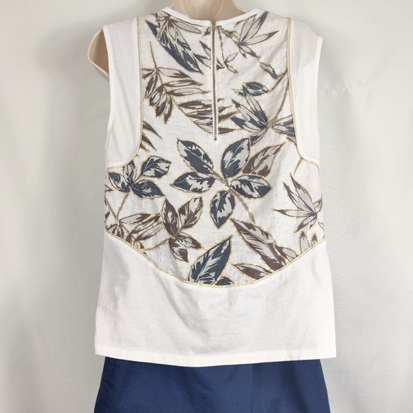 J.Crew sleeveless top gold foil leaf top size M - Picture 3 of 6